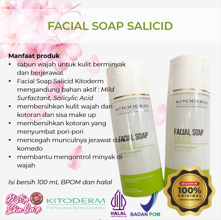 KITODERM FACIAL SOAP SALICID SABUN BERJERAWAT
